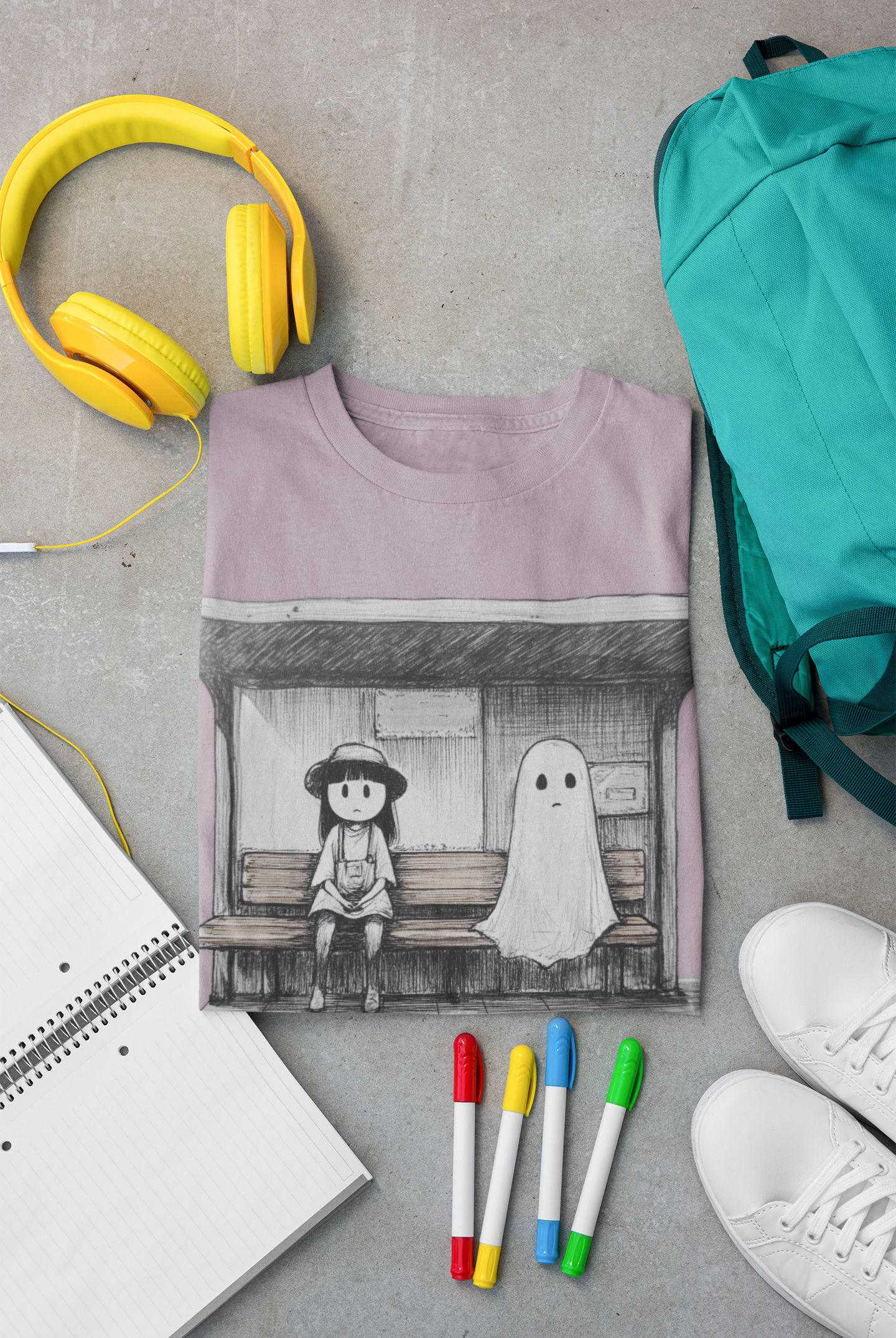 Sad Ghost In A Bus Stop T-Shirt