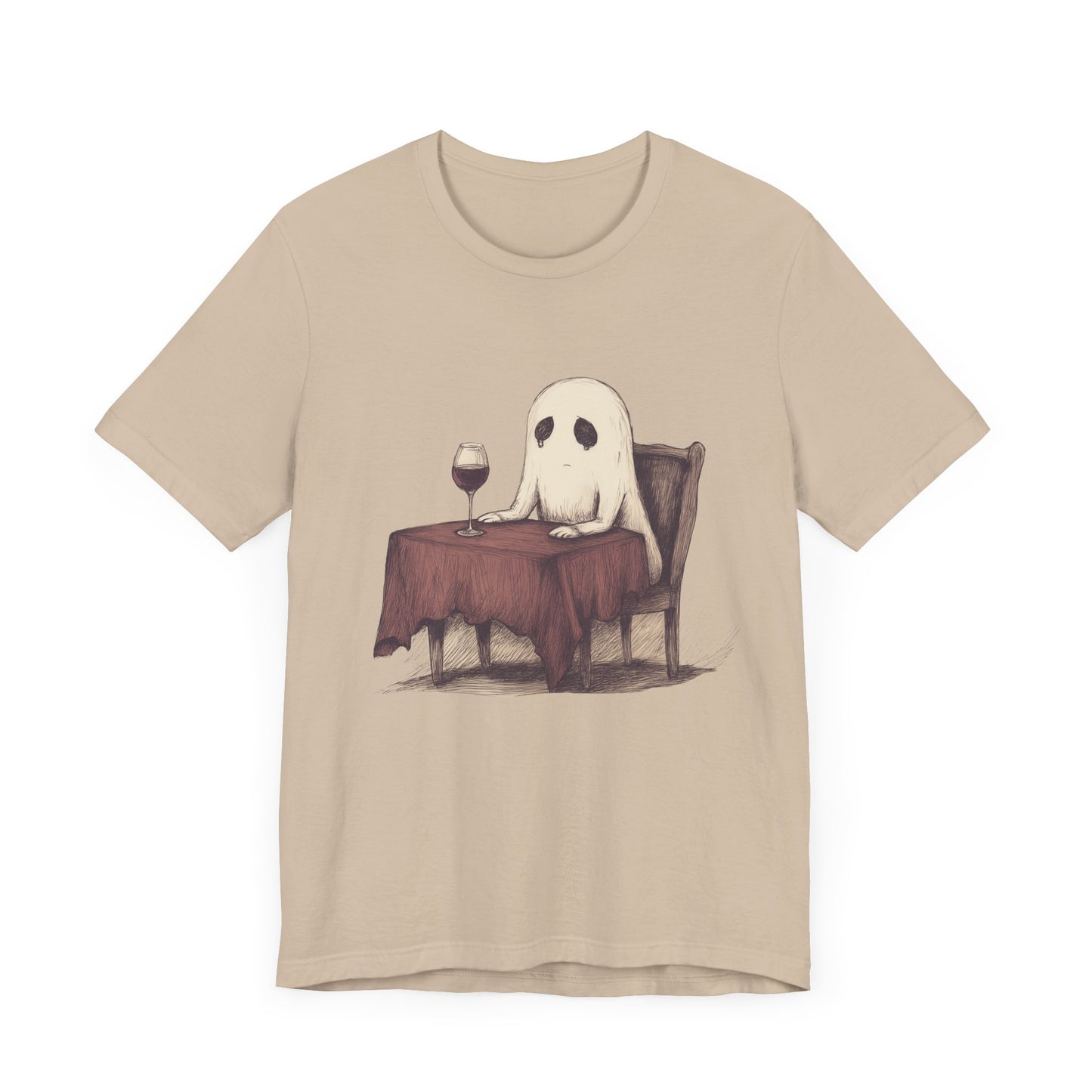 Sad Ghost Drinking Wine T-Shirt