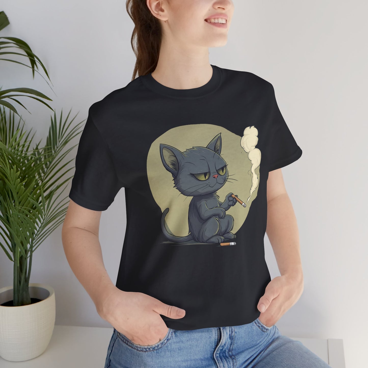 Black Cat Smoking Cigarette T-Shirt