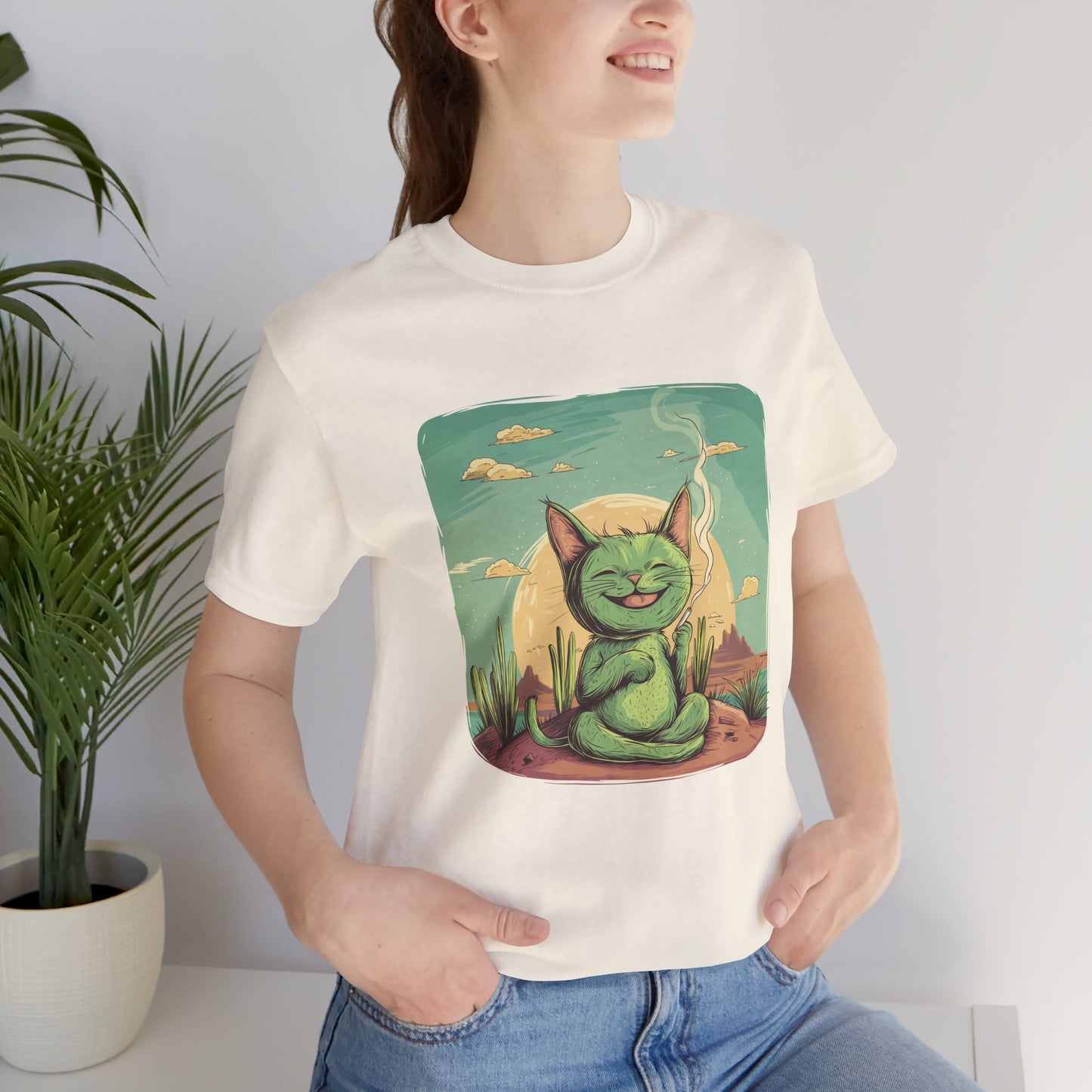 Desert Cat Smoking Cigarette T-Shirt