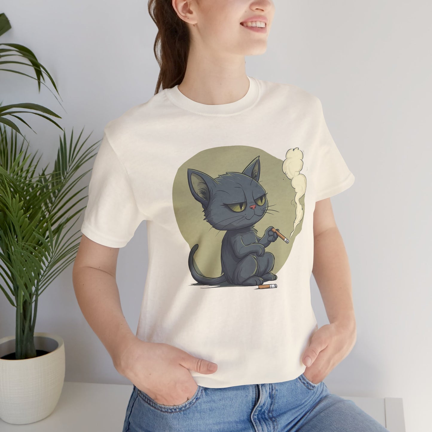 Black Cat Smoking Cigarette T-Shirt