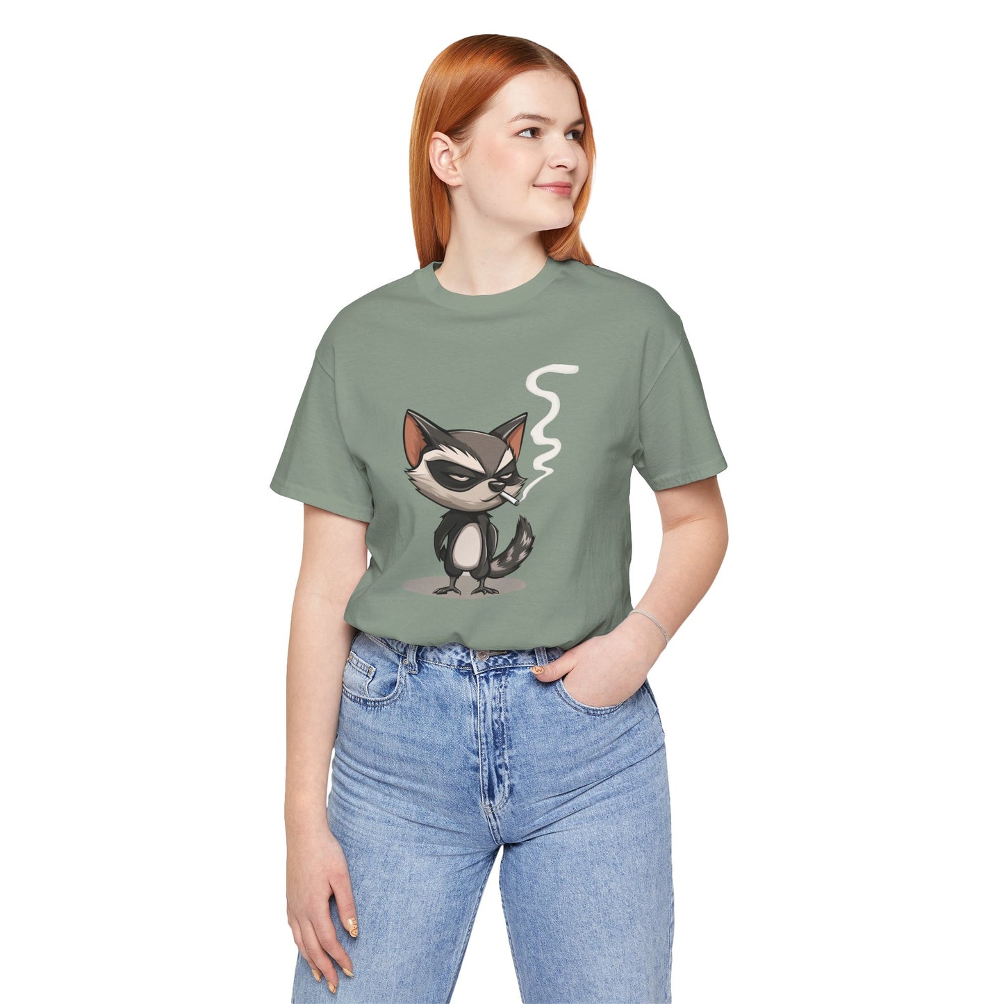 Moody Raccoon Smoking Cigarette T-Shirt